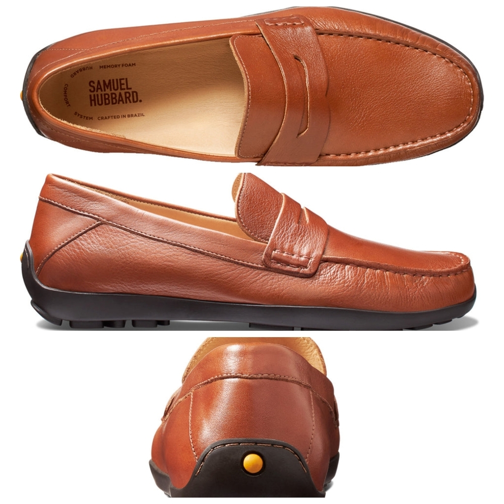 Samuel Hubbard Free Spirit Slip-On Shoes Size 11 in Whiskey Tan Leather